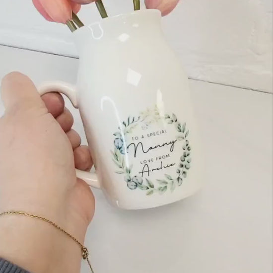 Personalised Vase Grandma Nanny Auntie Ceramic Flower Jug Gift