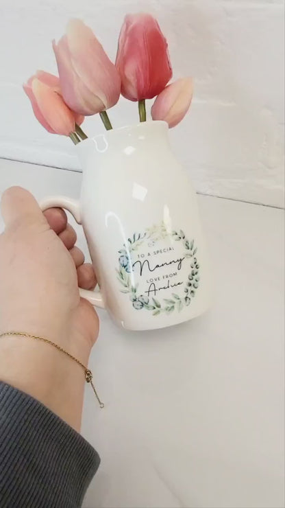Personalised Vase Grandma Nanny Auntie Ceramic Flower Jug Gift