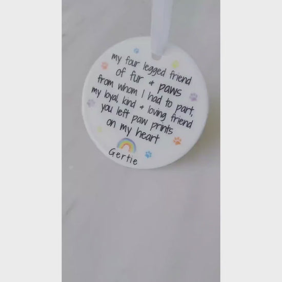 Pet Memorial Gift Dog Loss Ornament Personalised Bereavement Poem Decoration