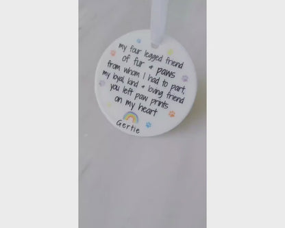 Pet Memorial Gift Dog Loss Ornament Personalised Bereavement Poem Decoration