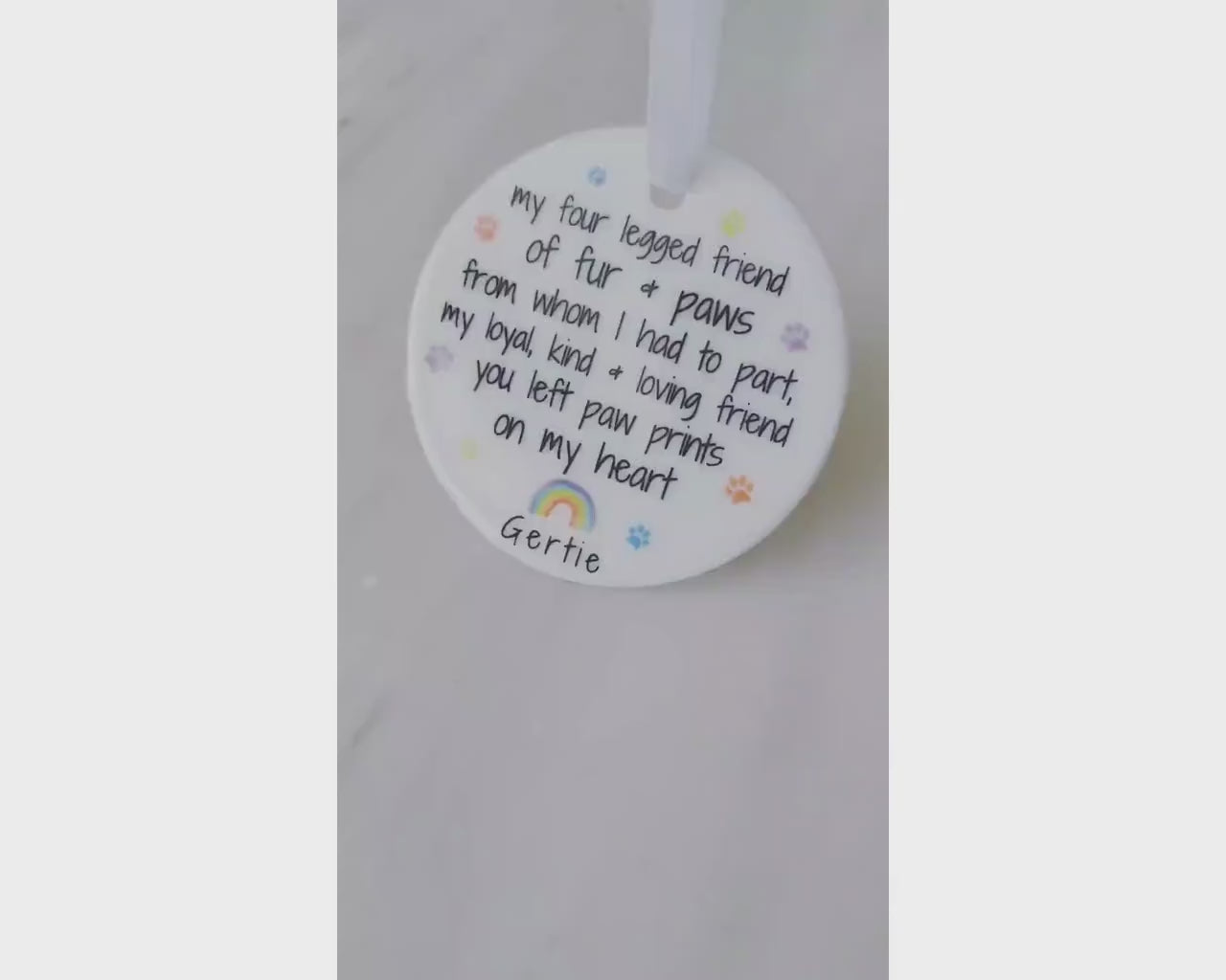 Pet Memorial Gift Dog Loss Ornament Personalised Bereavement Poem Decoration