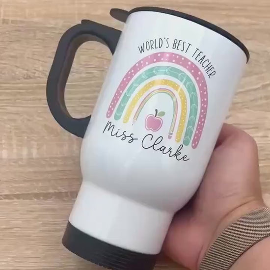 Personalised Teacher Travel Mug: Stainless Steel Thank You Gift