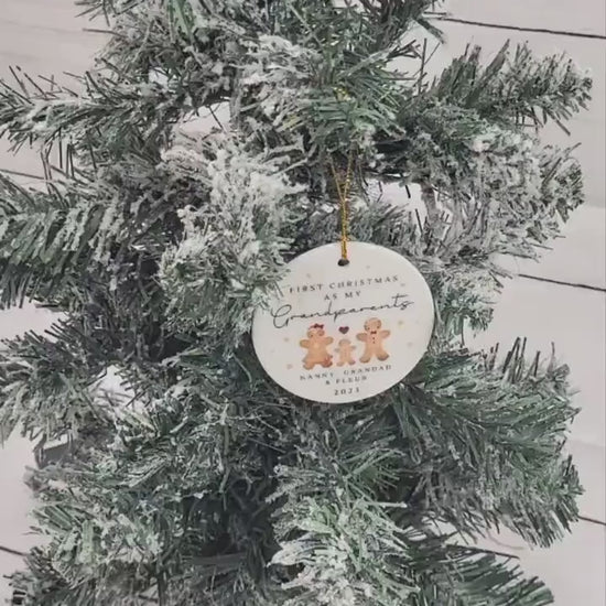 First Christmas As Grandparents Bauble Ornament Personalised Family Xmas Decoration Gift