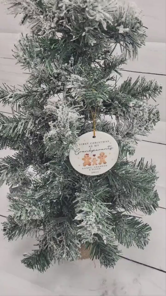 First Christmas As Grandparents Bauble Ornament Personalised Family Xmas Decoration Gift