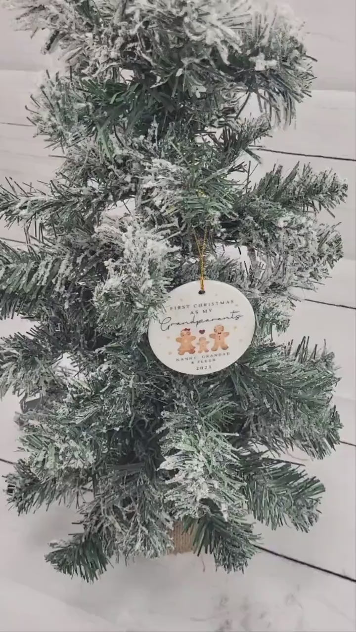 First Christmas As Grandparents Bauble Ornament Personalised Family Xmas Decoration Gift