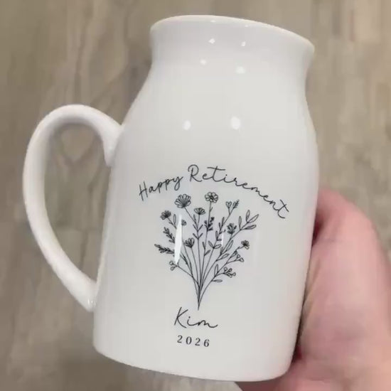 Personalised Retirement Vase Retired Colleague Ceramic Gift