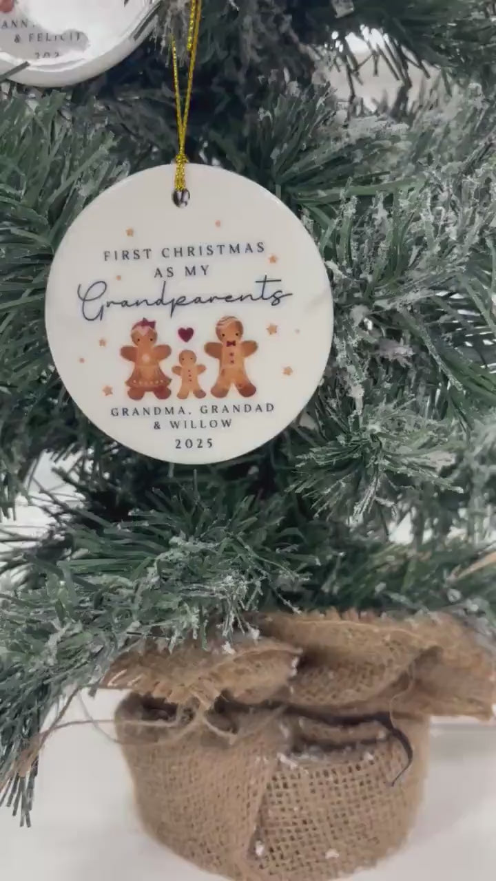First Christmas As Grandparents Bauble Ornament Personalised Family Xmas Decoration Gift