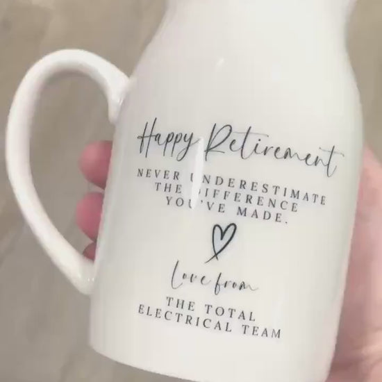 Personalised Retirement Vase Retired Colleague Ceramic Gift