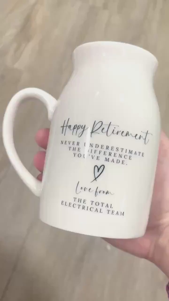 Personalised Retirement Vase Retired Colleague Ceramic Gift