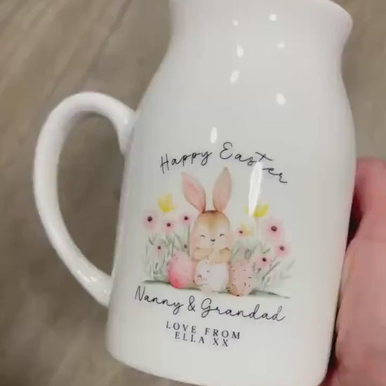 Personalised Easter Vase Nanny Grandma Grandad Ceramic Flower Jug Gift