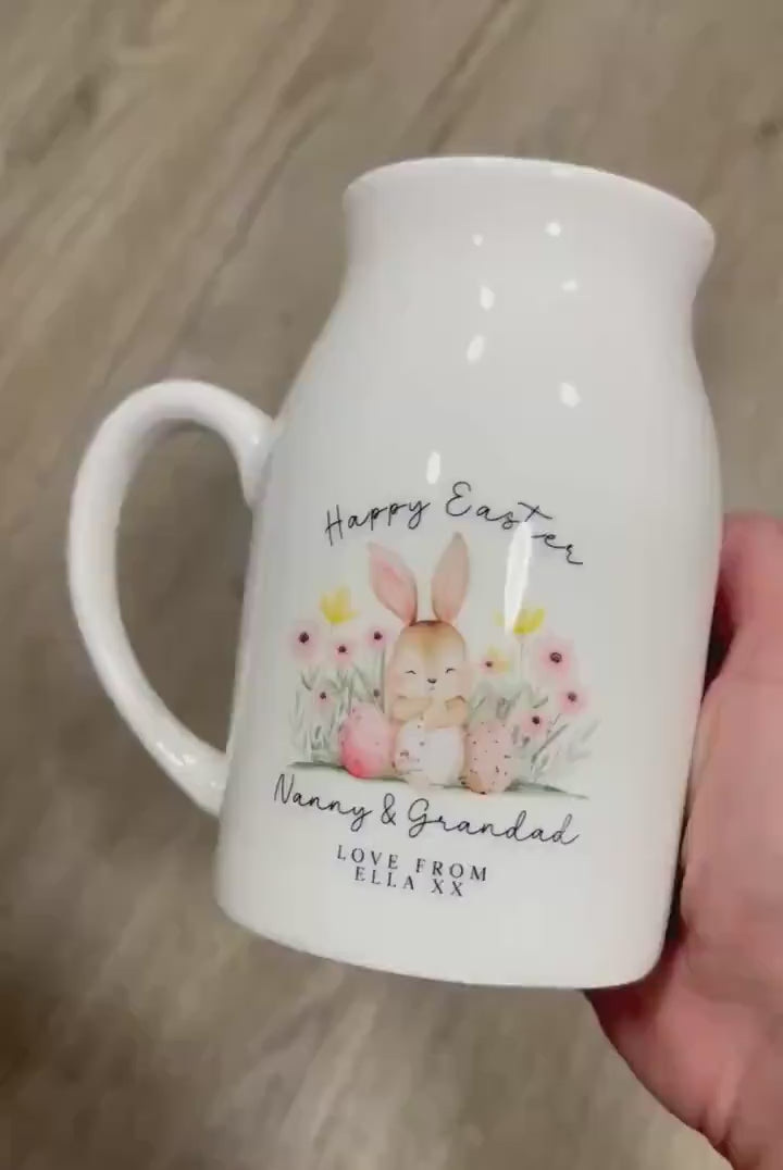 Personalised Easter Vase Nanny Grandma Grandad Ceramic Flower Jug Gift