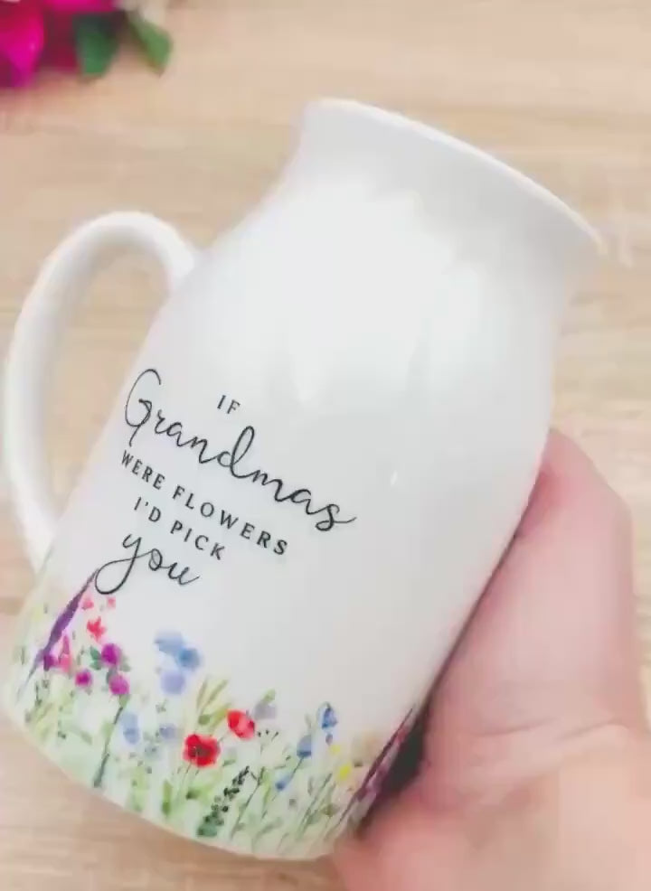 Personalised Vase Grandma Nanny Auntie Ceramic Flower Jug Mother's Day Gift