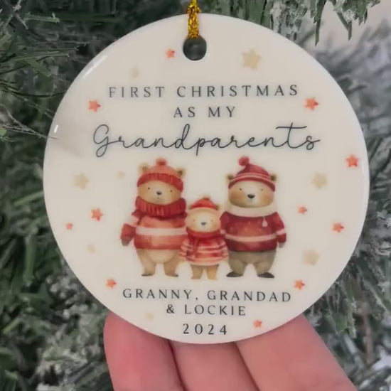 First Christmas As Grandparents Bauble Ornament Personalised Family Xmas Decoration Gift
