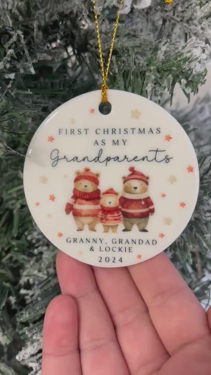 First Christmas As Grandparents Bauble Ornament Personalised Family Xmas Decoration Gift