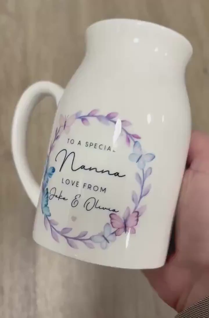 Personalised Vase Mum Grandma Nanny Auntie Ceramic Flower Gift