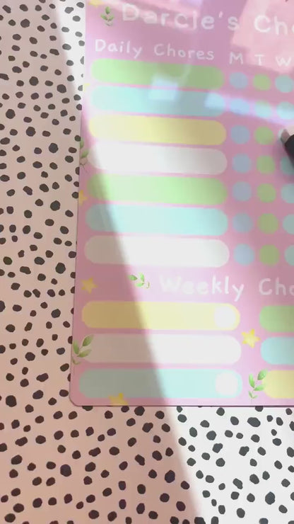 Personalised Wipeable Chore Chart Kids Reward Dry Erase Daily Task White Board