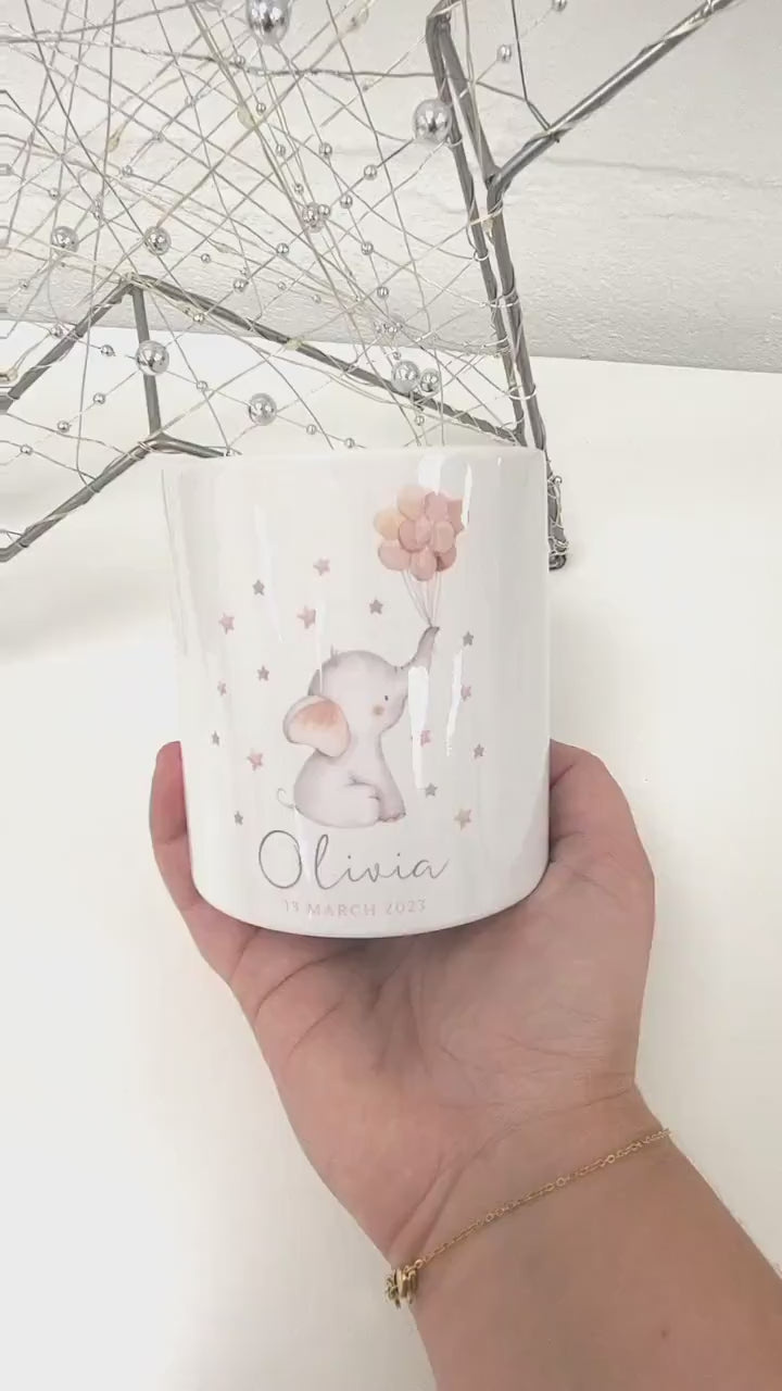 Personalised Money Box Baby Keepsake Girls Piggy Bank Newborn Gift