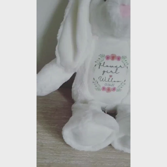 Flower Girl Gift Soft Toy Bunny Teddy Personalised Girls Wedding Present