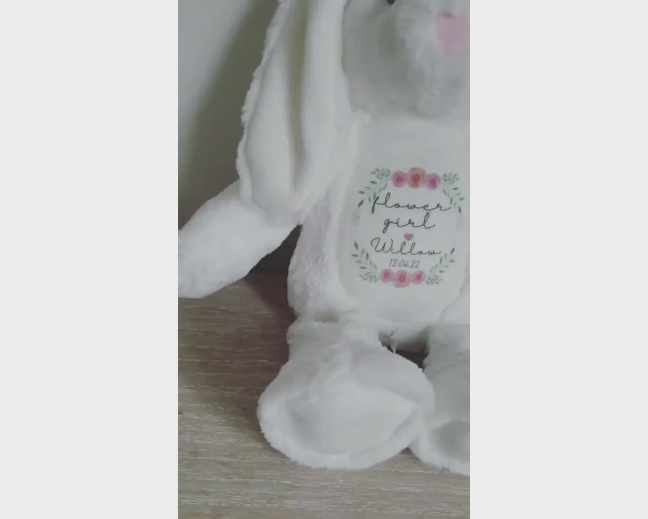 Flower Girl Gift Soft Toy Bunny Teddy Personalised Girls Wedding Present