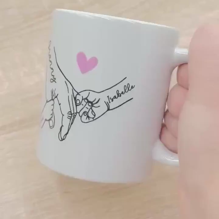 Personalised Nanny/Mum/Grandma Mug Holding Children's Hands Grandchildren Gift