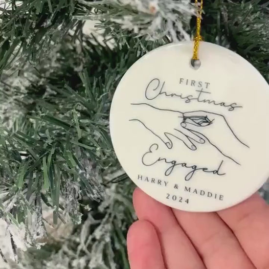 First Christmas Engaged Decoration Personalised Fiance Couple Ornament Gift