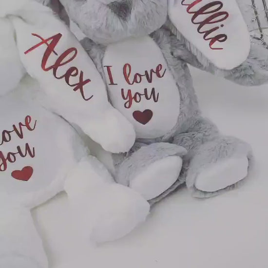 Valentine's Day Personalised Soft Toy Bunny Teddy Kids Girlfriend Boyfriend I Love You Gift Present
