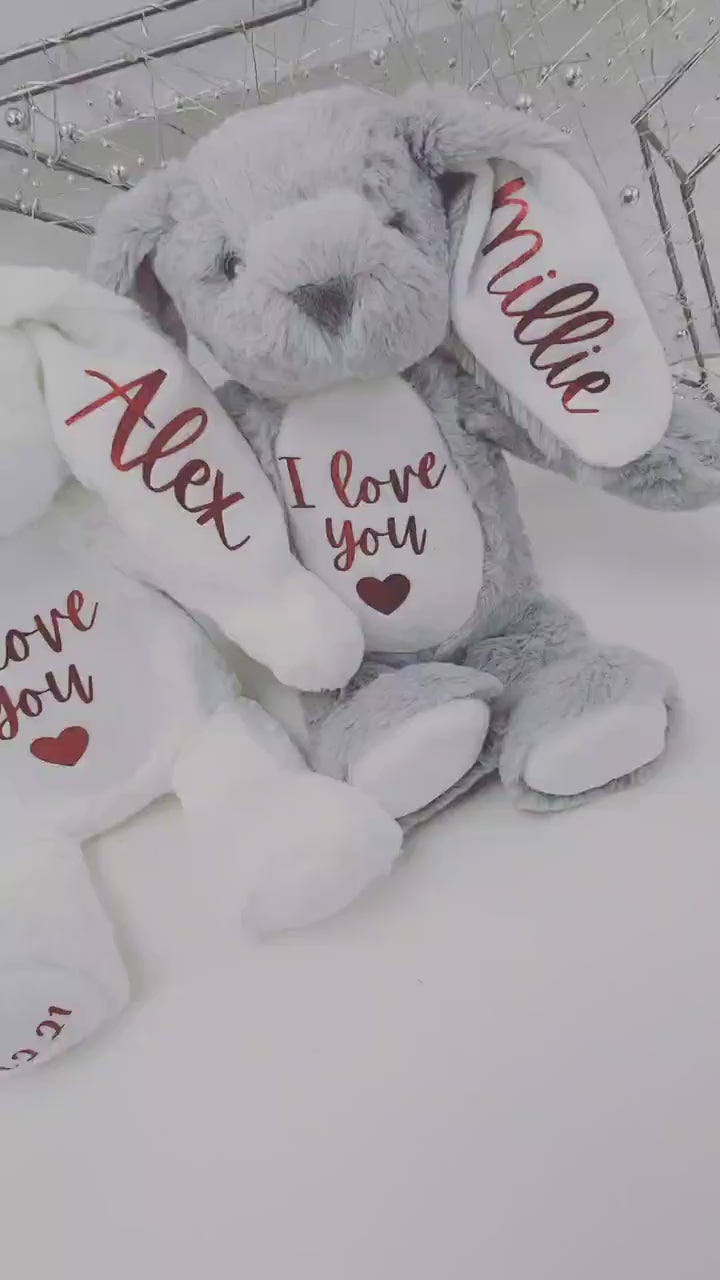 Valentine's Day Personalised Soft Toy Bunny Teddy Kids Girlfriend Boyfriend I Love You Gift Present
