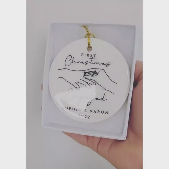 First Christmas Engaged Decoration Personalised Fiance Couple Ornament Gift