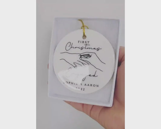 First Christmas Engaged Decoration Personalised Fiance Couple Ornament Gift