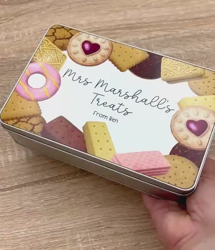 Personalised Biscuit Tin Grandparent Mum Colleague Teacher Treat Gift
