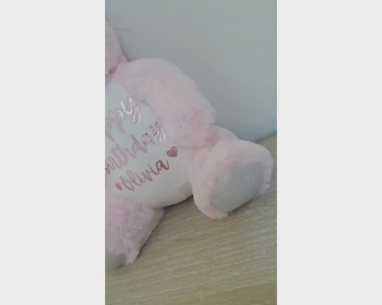 Happy Birthday Unicorn Personalised Soft Toy Girls Gift Toddler Rose Gold Party Present