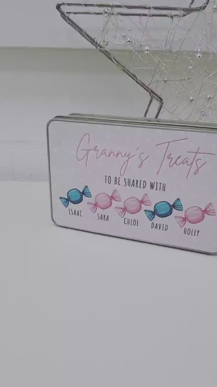 Personalised Sweet Tin Christmas Gift For Grandparents, Nanny, Grandma Etc