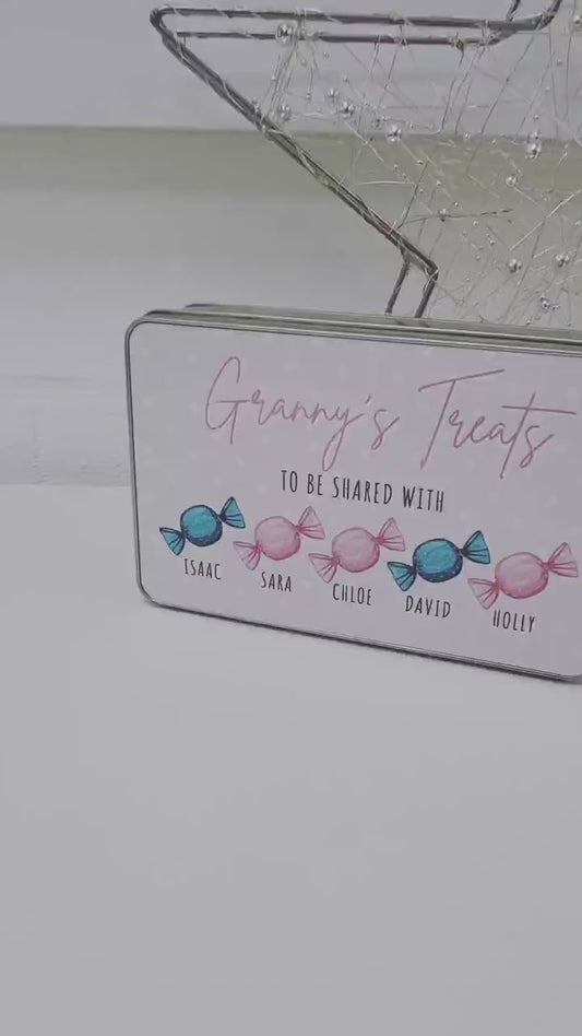 Personalised Sweet Tin Christmas Gift For Grandparents, Nanny, Grandma Etc