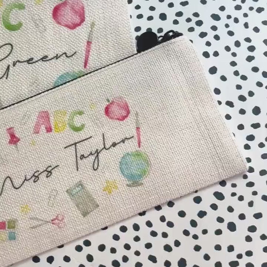 Personalized Teacher Pencil Case: Linen Back To School Gift