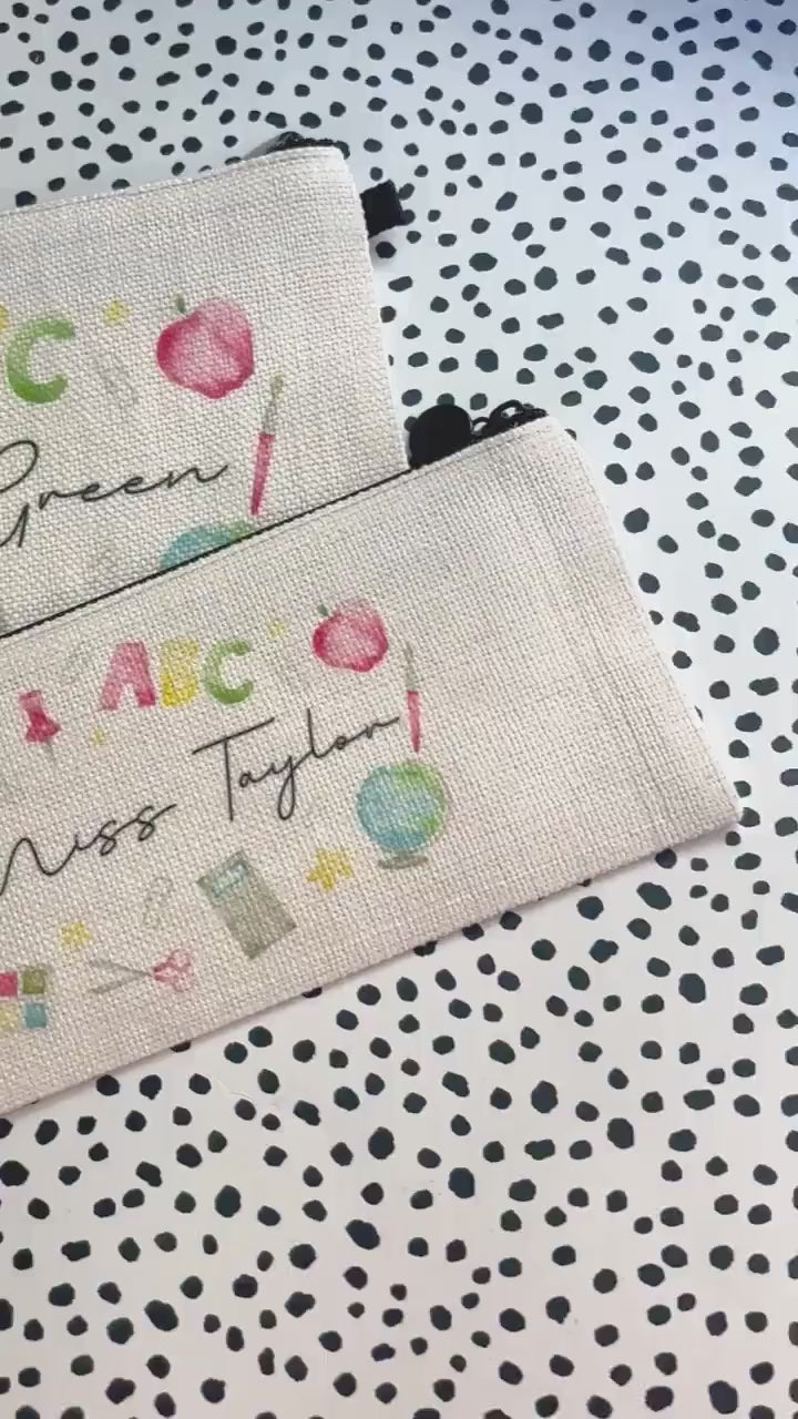 Personalized Teacher Pencil Case: Linen Back To School Gift