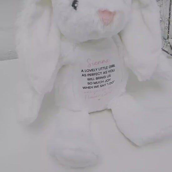 Flower Girl Gift Soft Toy Bunny Teddy Personalised Girls Wedding Present