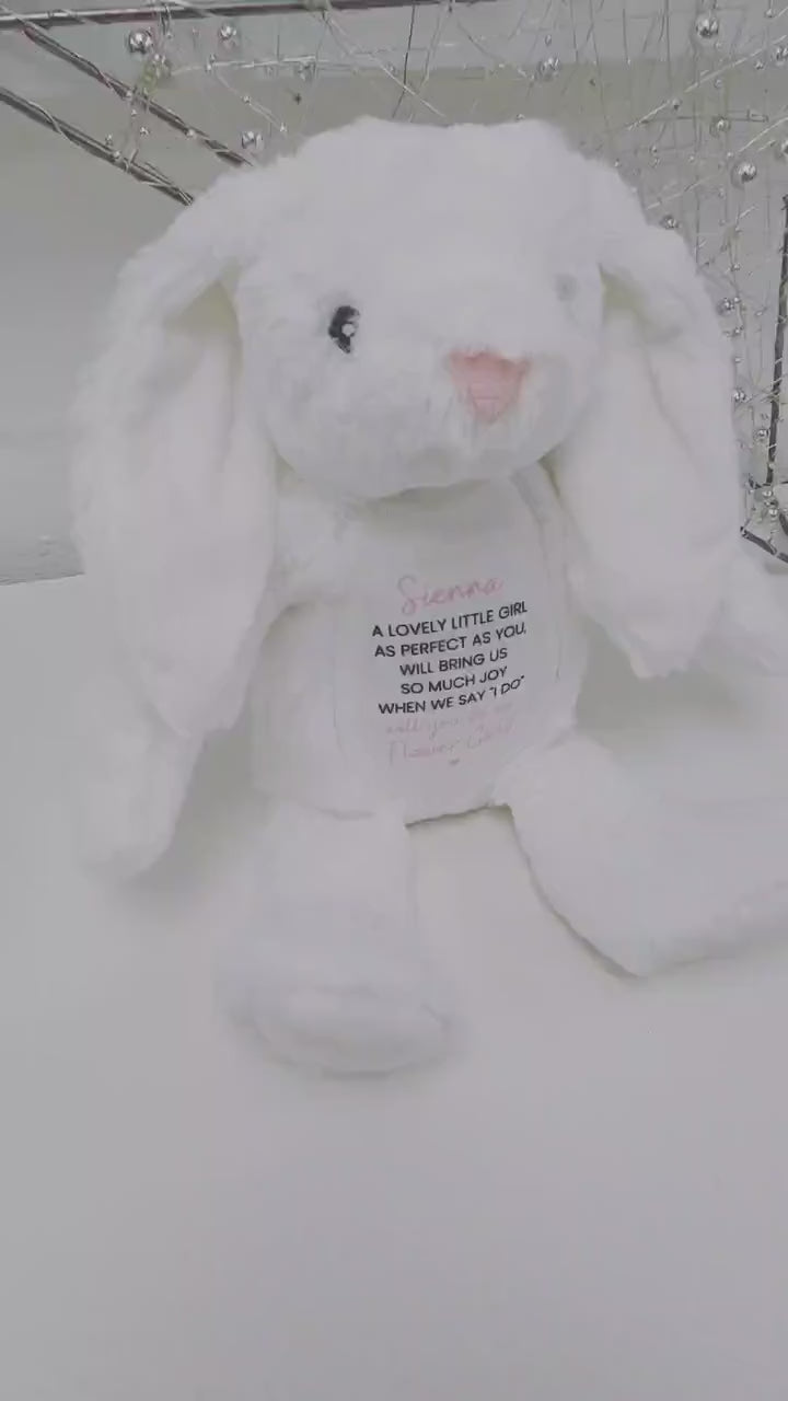 Flower Girl Gift Soft Toy Bunny Teddy Personalised Girls Wedding Present