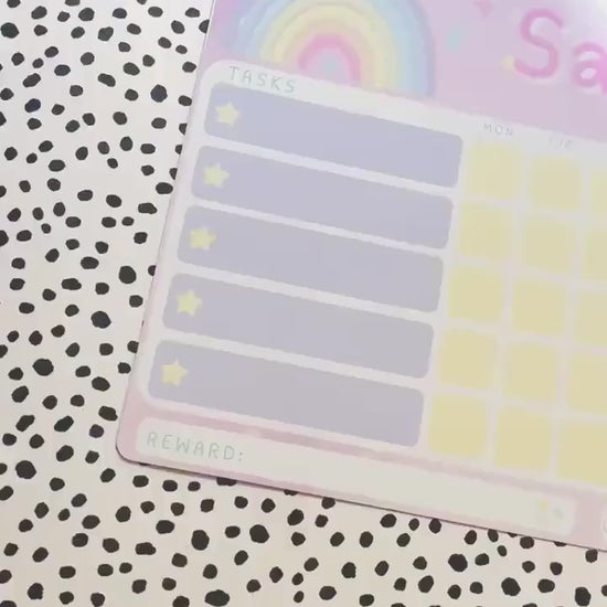 Personalised Wipeable Reward Chart Kids Chore Dry Erase Daily Task White Board