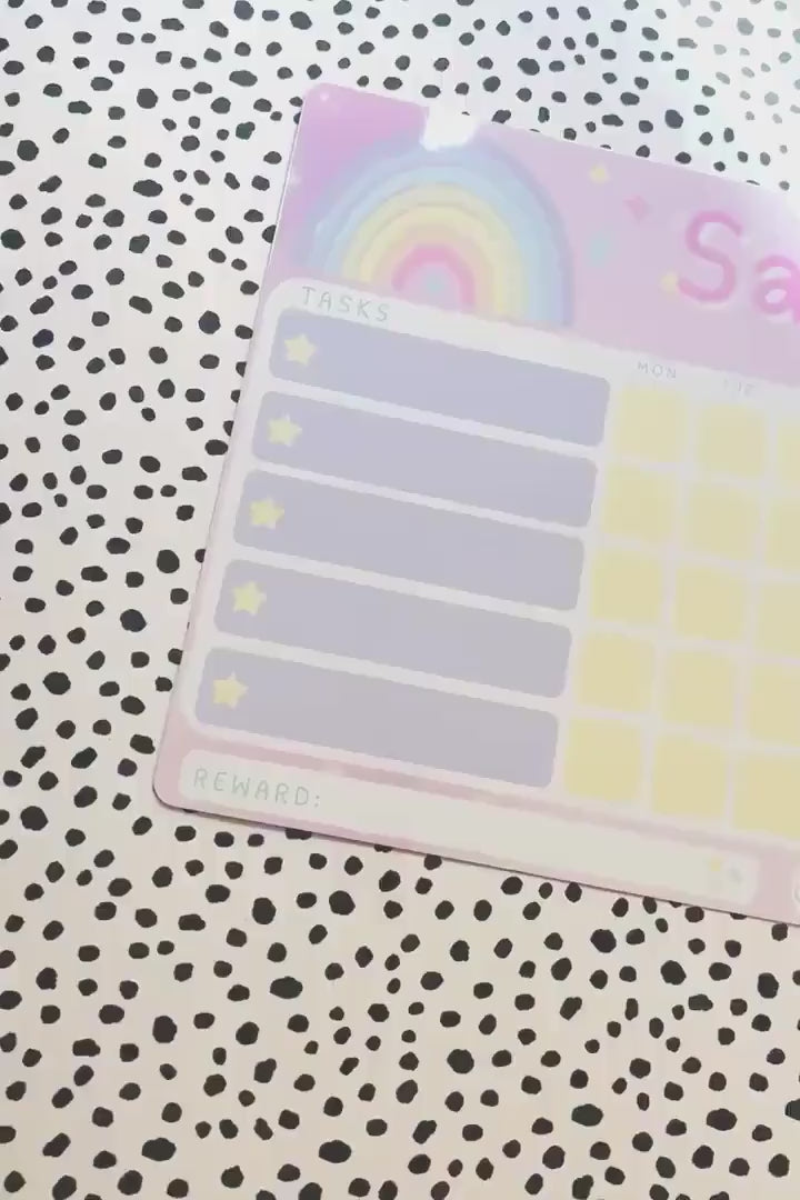 Personalised Wipeable Reward Chart Kids Chore Dry Erase Daily Task White Board