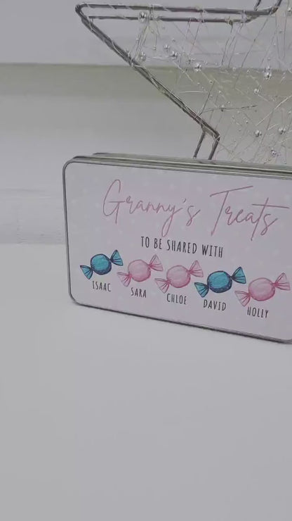 Personalised Sweet Tin Christmas Gift For Grandparents, Nanny, Grandma Etc