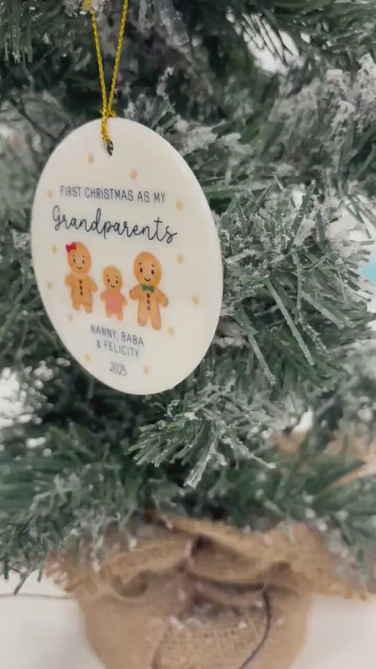 First Christmas As Grandparents Decoration Bauble Personalised Family Xmas Ornament Gift