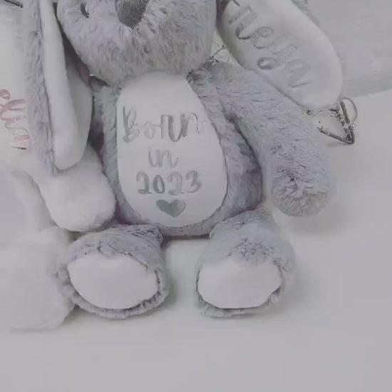 Personalised Born In 2023 Soft Toy Bunny Teddy Gift New Baby Newborn Present