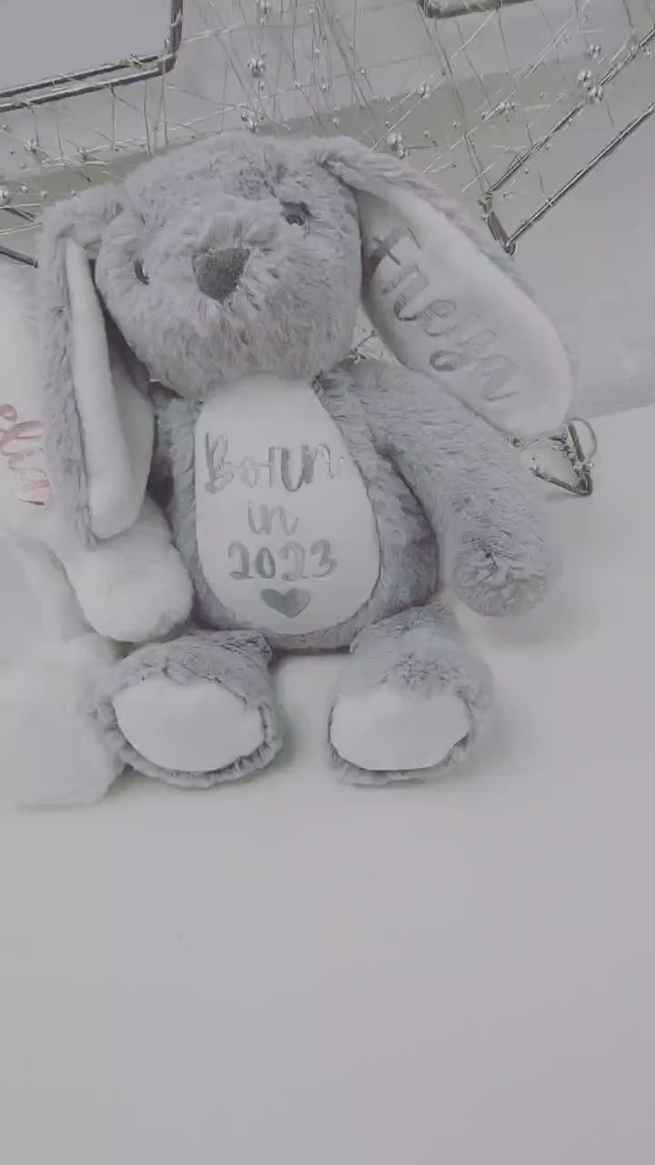 Personalised Born In 2023 Soft Toy Bunny Teddy Gift New Baby Newborn Present